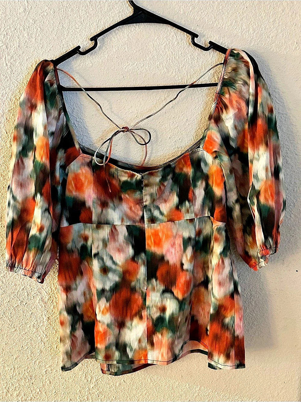 J.Crew Liberty Fabric Puff-Sleeve Square-Neck Top Floral Blouse Size 10